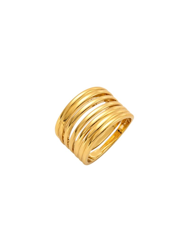 Anel Folheado a Ouro 18k e Prata Fios Lisos