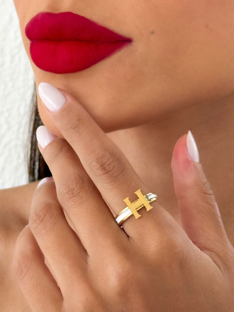 Anel Aço Inoxidável Folheado a Ouro 18k Cristal Colorido