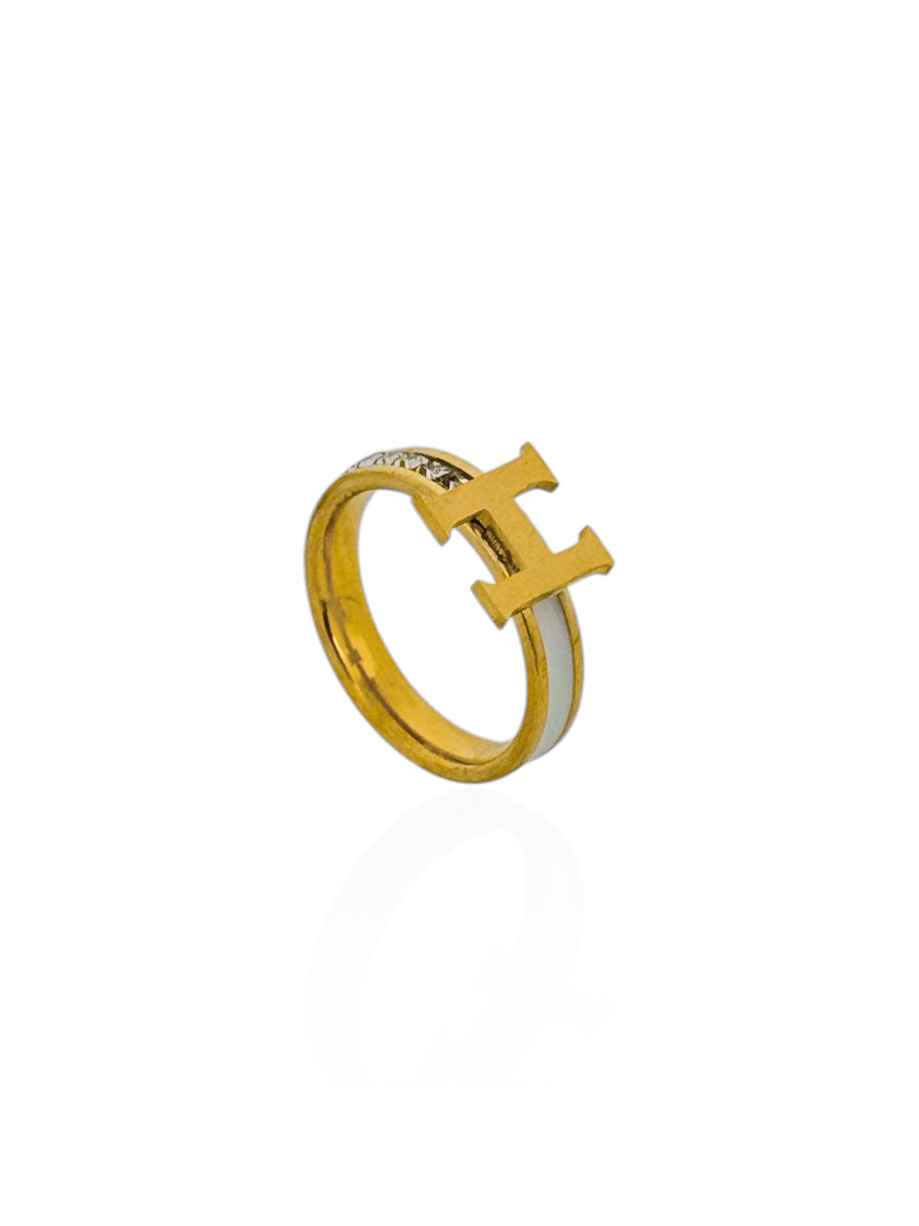 Anel Aço Inoxidável Folheado a Ouro 18k Cristal Colorido