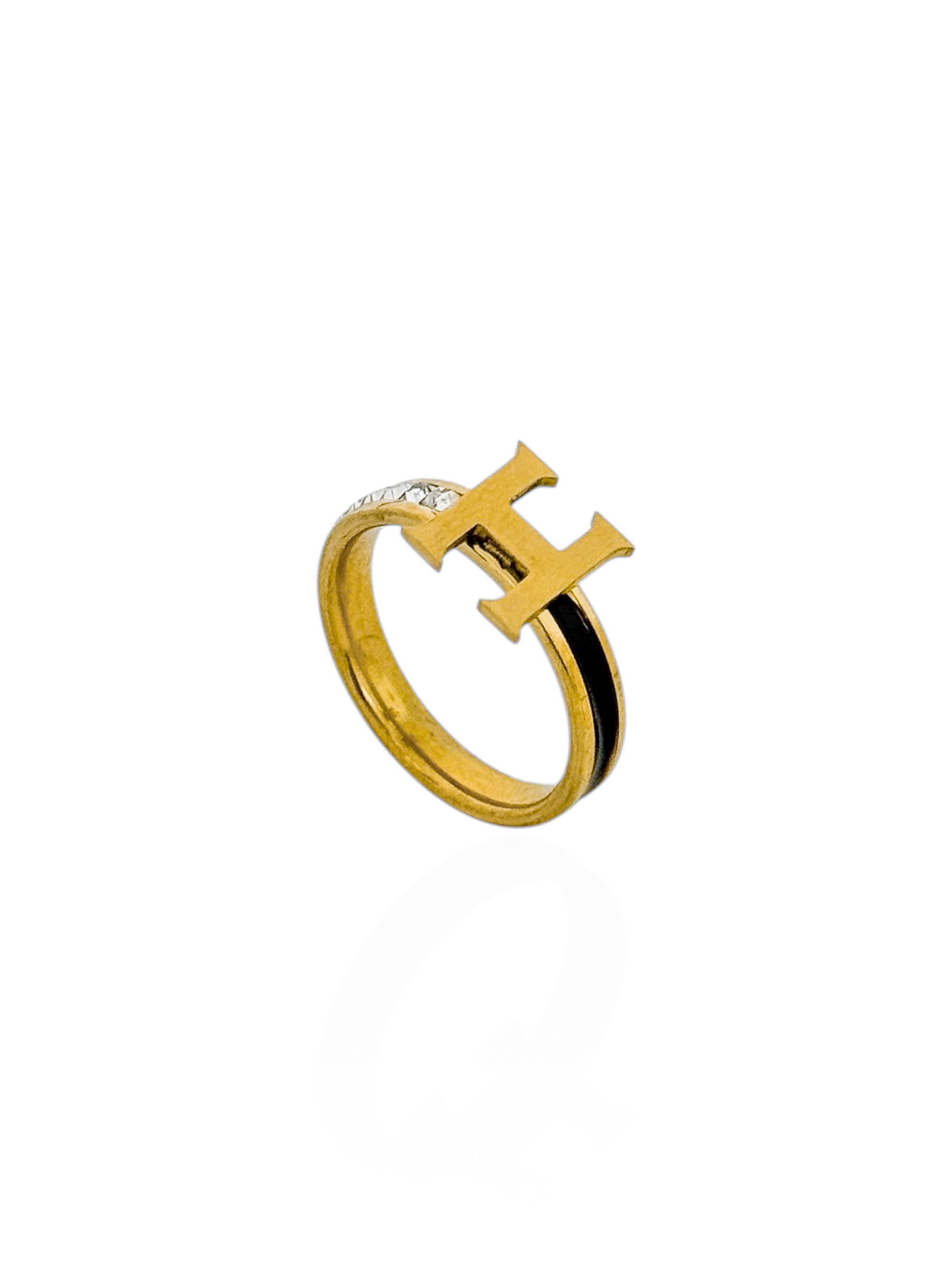 Anel Aço Inoxidável Folheado a Ouro 18k Cristal Colorido