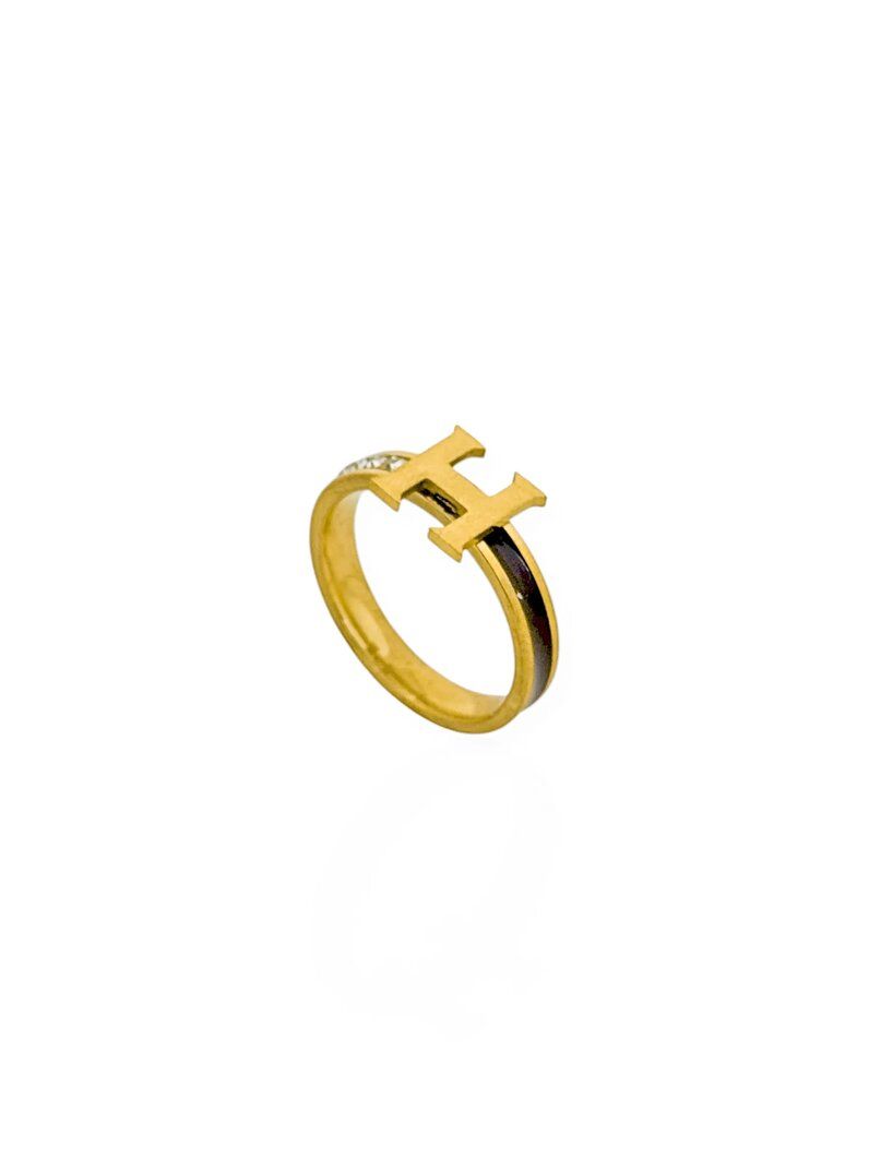 Anel Aço Inoxidável Folheado a Ouro 18k Cristal Colorido
