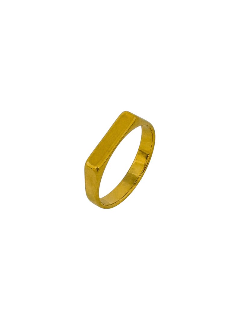 Anel Aço Inoxidável Folheado a Ouro 18k Design Reto