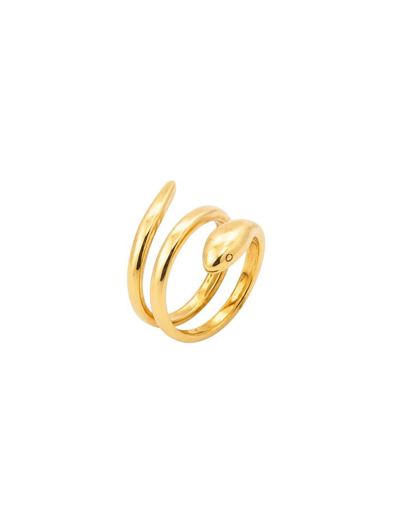 Anel Aço Inoxidável Folheado a Ouro 18k e Prata Design Serpente