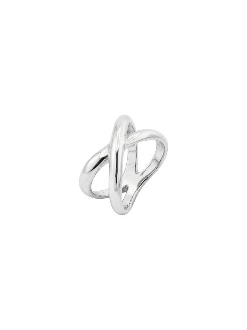 Anel Aço Inoxidável Folheado a Ouro 18k e Prata Design X