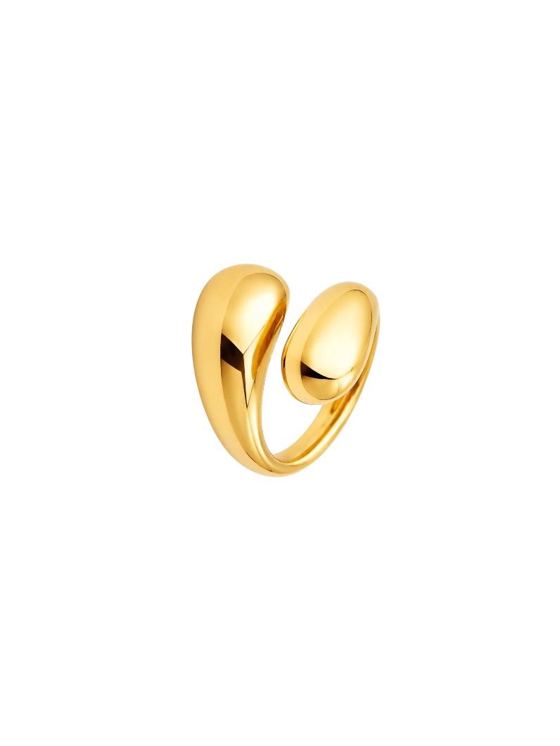 Anel Aço Inoxidável Folheado a Ouro 18k e Prata Duo Gota