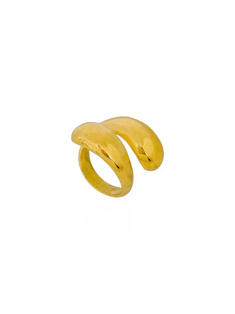 Anel Aço Inoxidável Folheado a Ouro 18k e Prata Gota