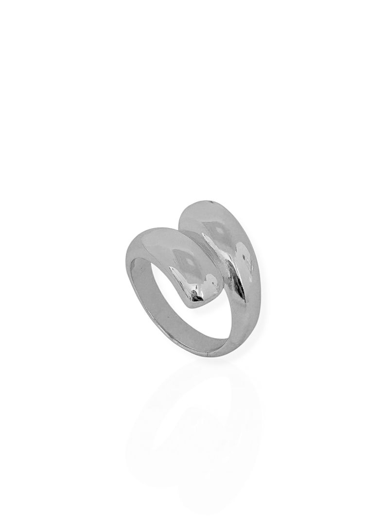 Anel Aço Inoxidável Folheado a Ouro 18k e Prata Gota Duo