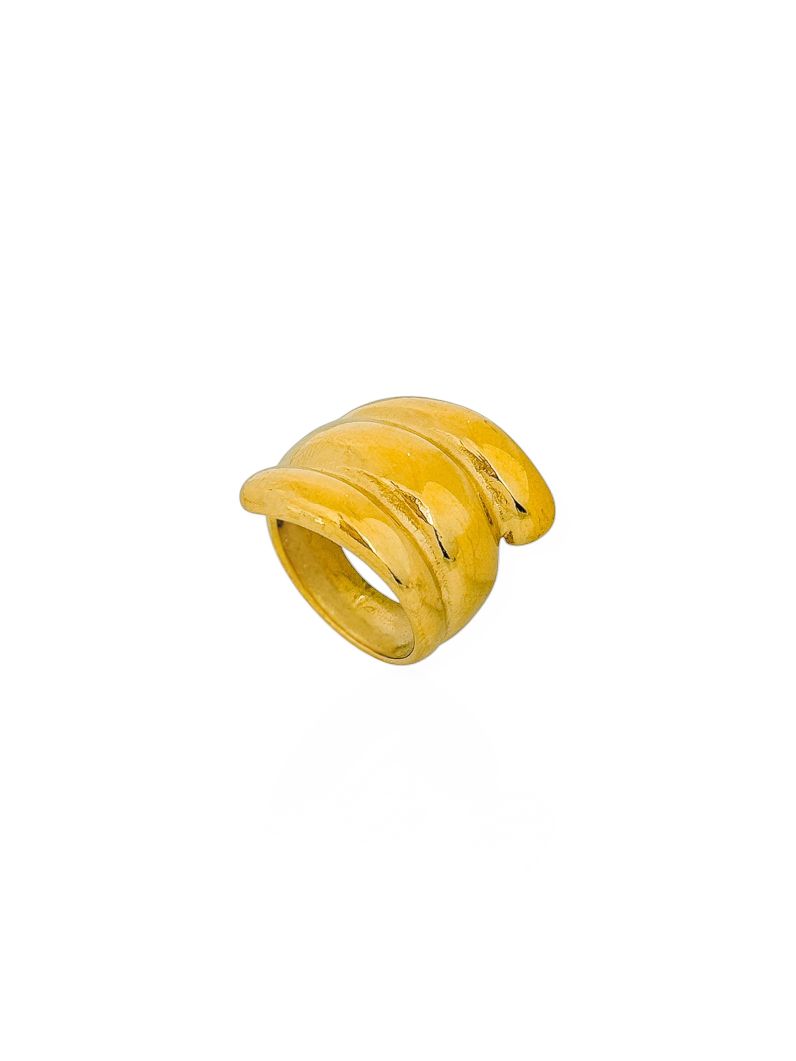Anel Aço Inoxidável Folheado a Ouro 18k e Prata Maxi