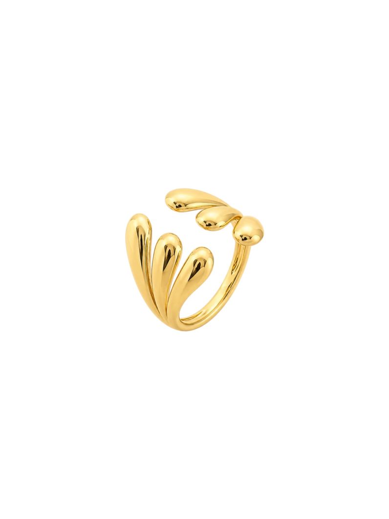 Anel Aço Inoxidavel Folheado a Ouro 18k Gotas