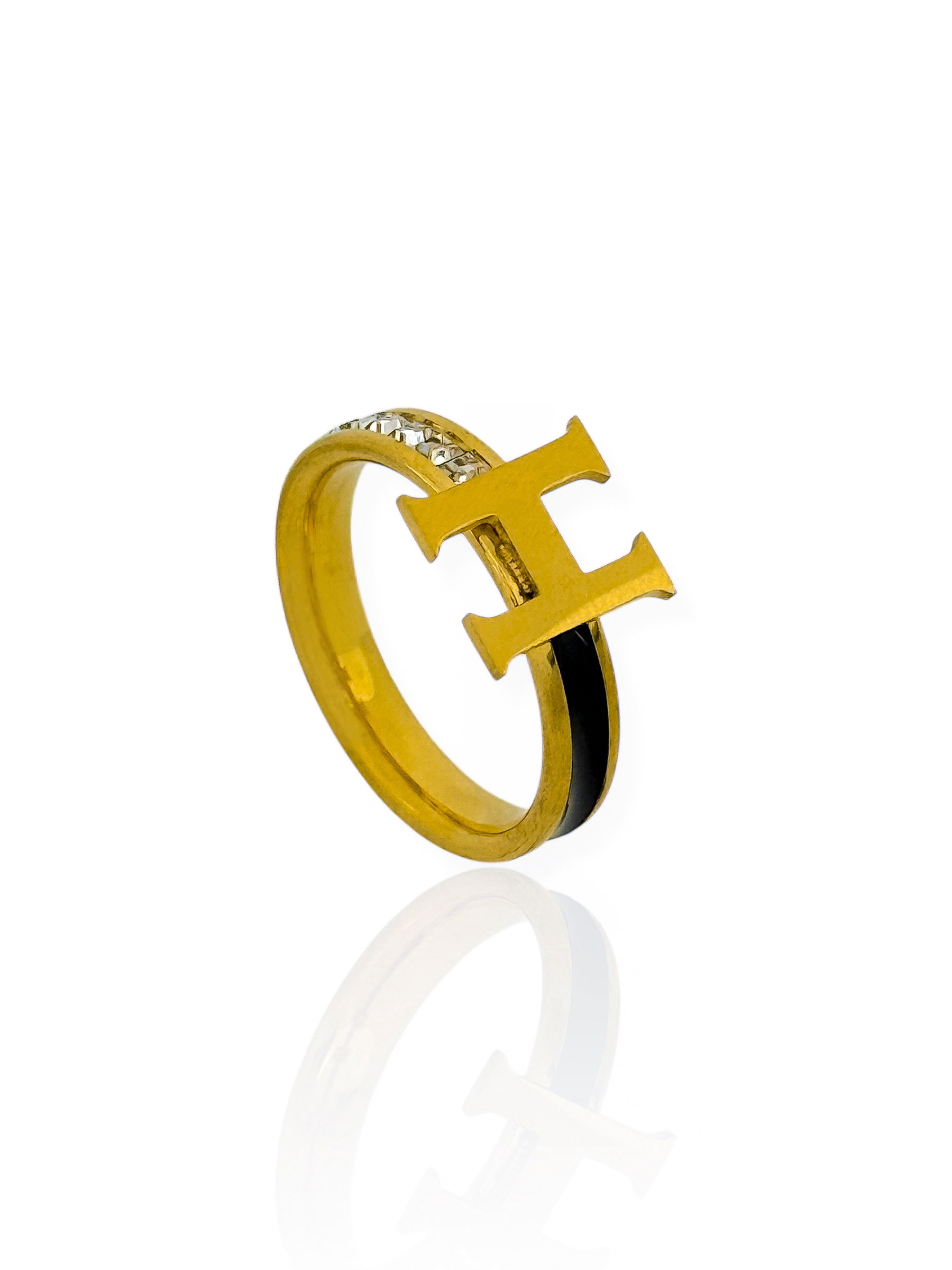 Anel Aço Inoxidável Folheado a Ouro 18k Grandes Marcas Cravejado