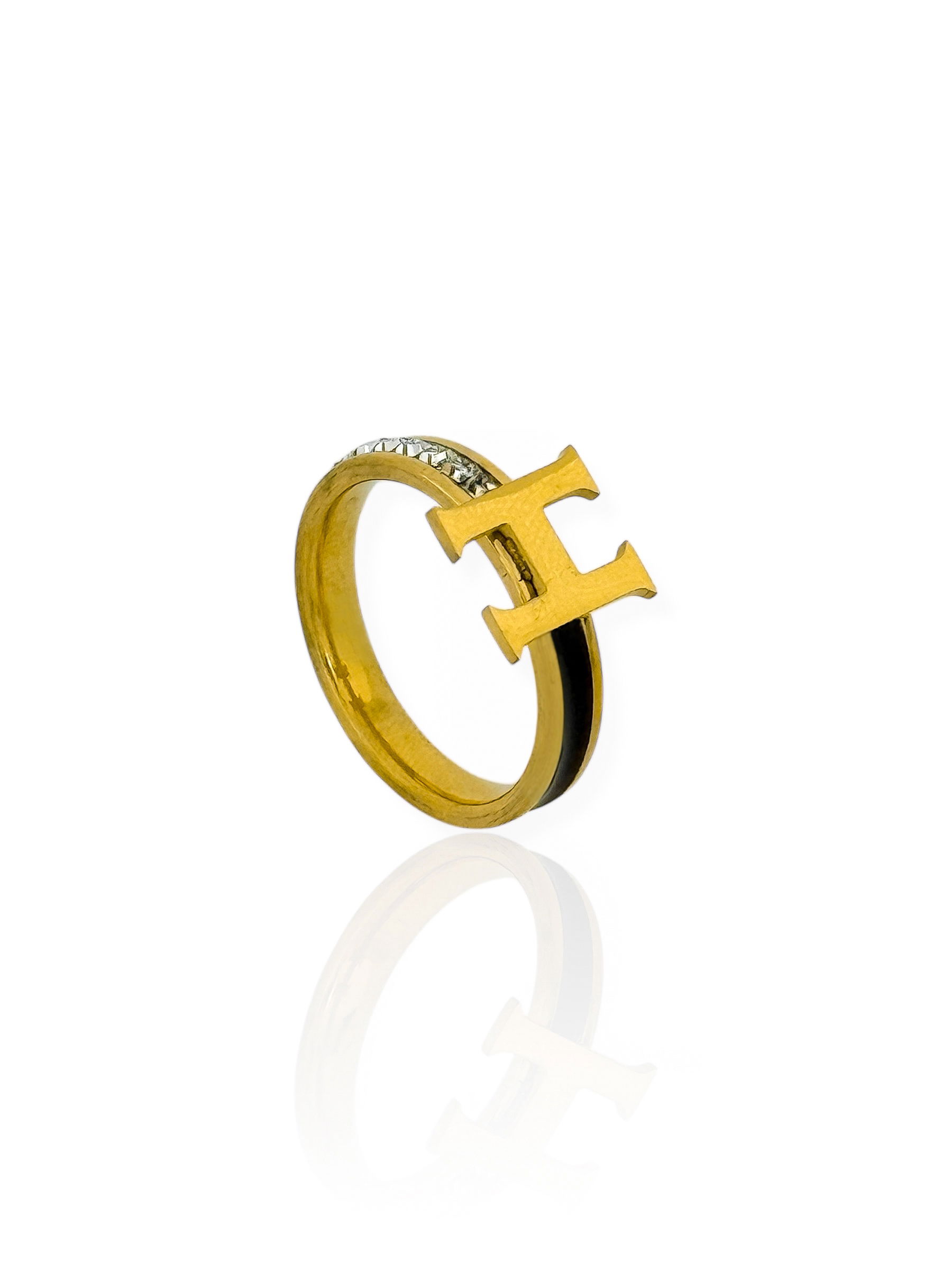 Anel Aço Inoxidável Folheado a Ouro 18k Grandes Marcas Cravejado