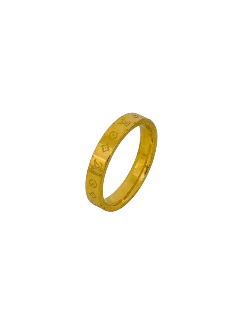 Anel Aço Inoxidável Folheado a Ouro 18k Inspiração Grandes Marcas