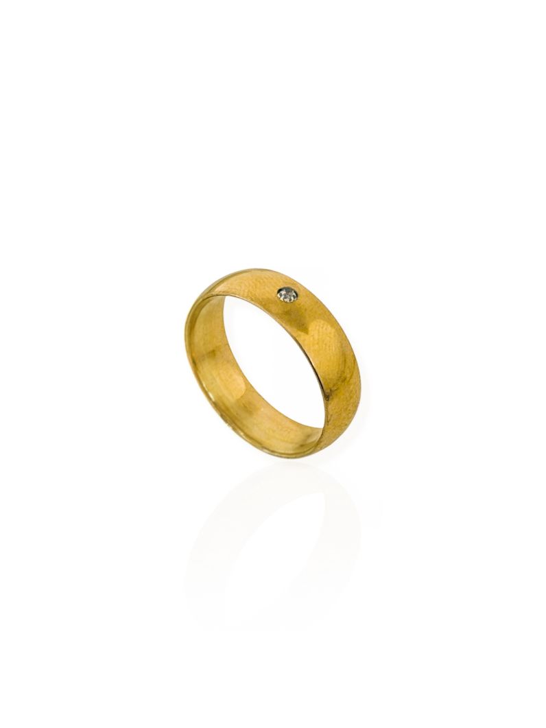 Anel Aço Inoxidável Folheado a Ouro 18k Liso
