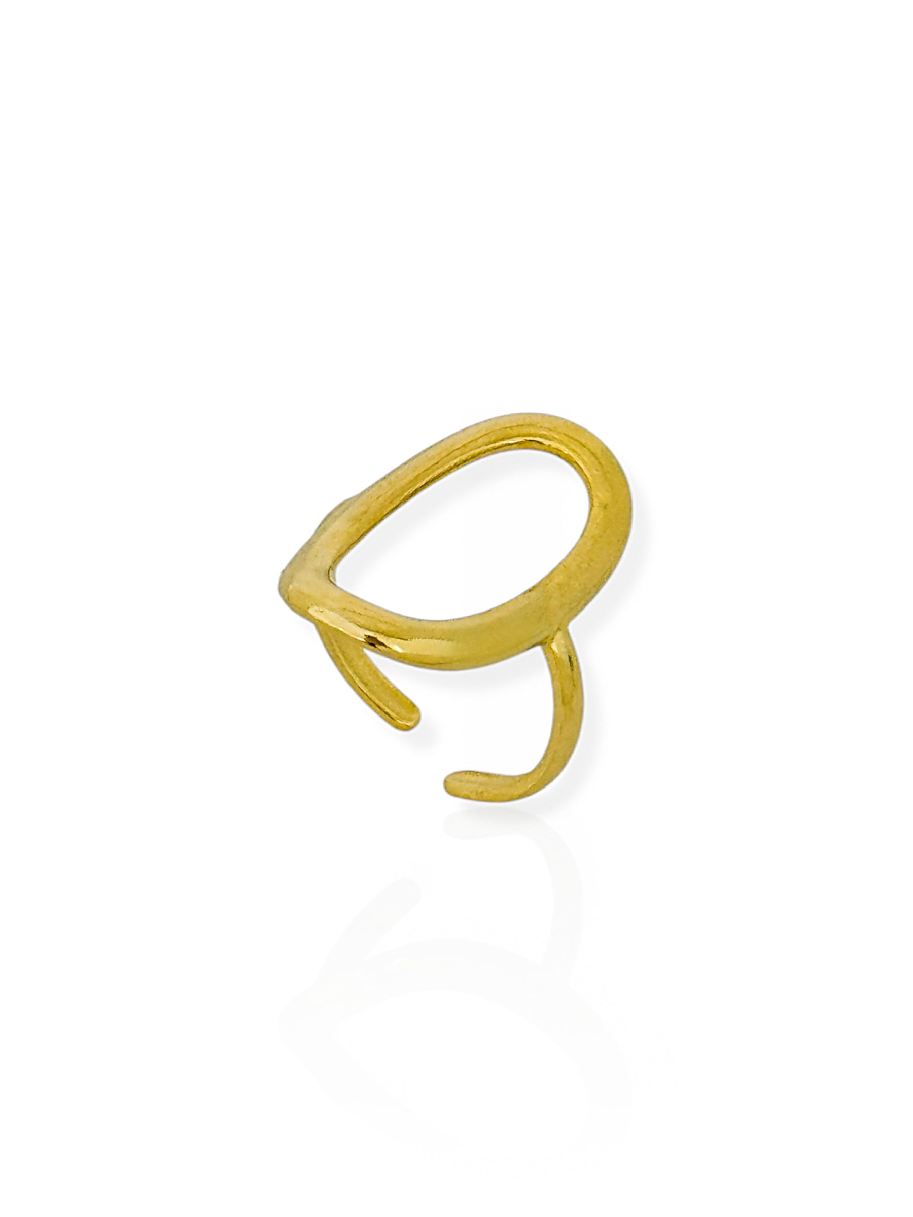 Anel Aço inoxidável Folheado a Ouro 18k Oval Vazado