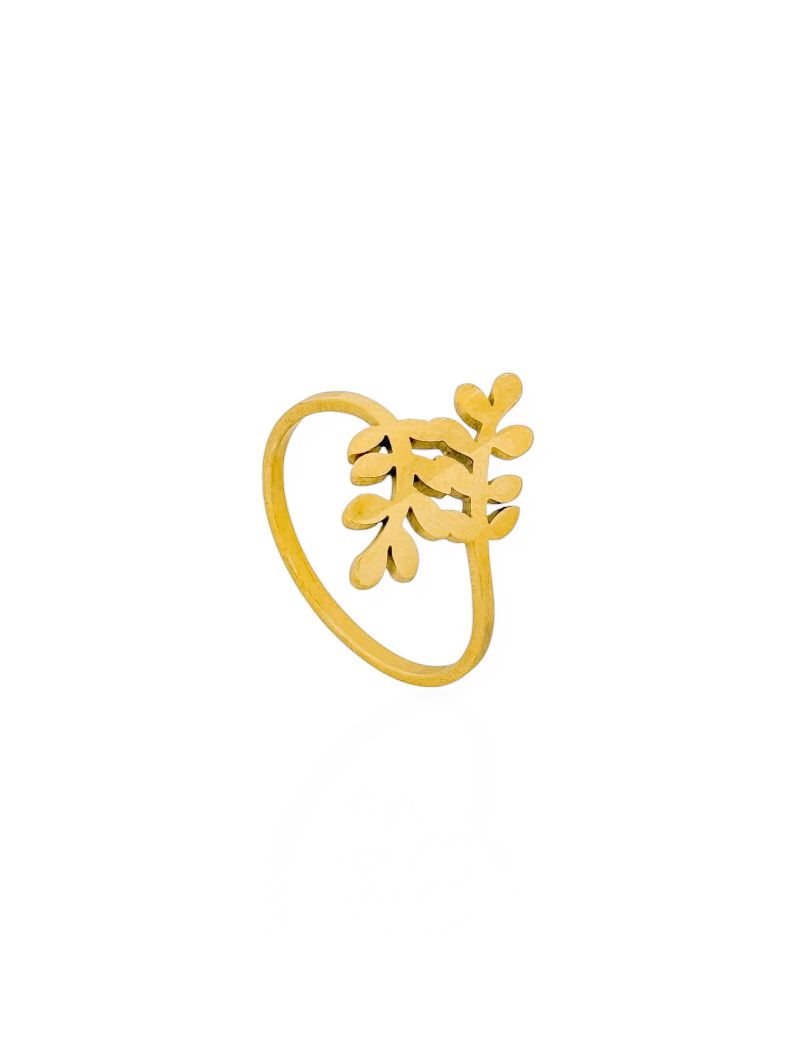 Anel Aço Inoxidável Folheado a Ouro 18k Ramo