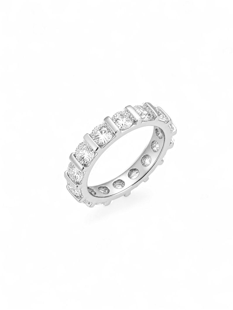 Anel Aliança Grossa Zircônia, Folheado a Ouro 18k, Prata 925 e Diamante - Cristal