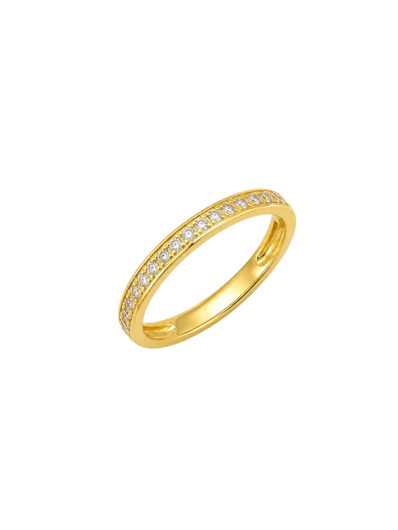 Anel Aparador Aliança Microzirconia, Folheado a Ouro 18k, Prata 925 e Diamante - Cristal