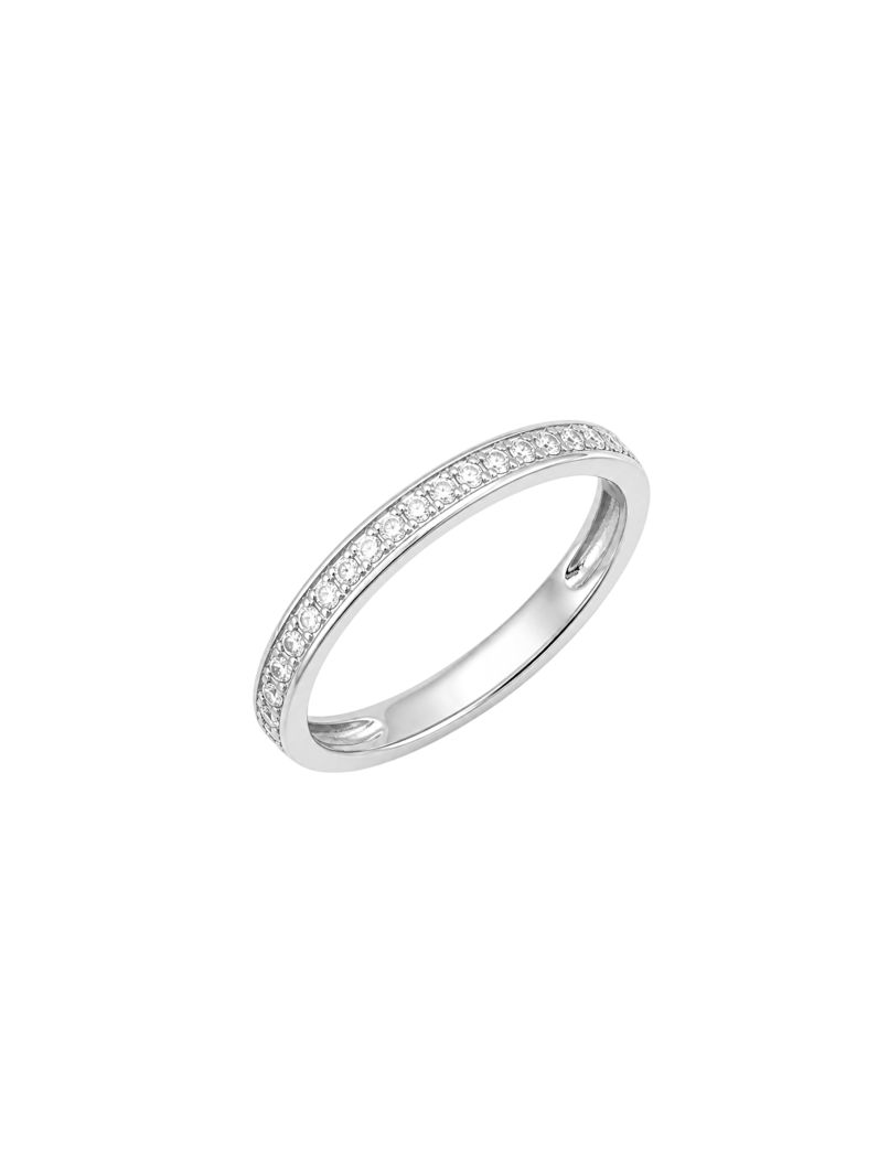 Anel Aparador Aliança Microzirconia, Folheado a Ouro 18k, Prata 925 e Diamante - Cristal