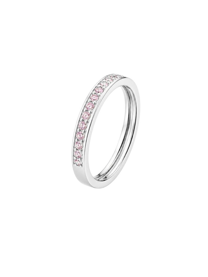 Anel Aparador Aliança Microzirconia Folheado a Ouro 18k, Prata 925 e Diamante - Rosa