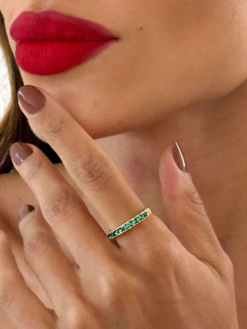 Anel Aparador Virginia 2, Folheado a Ouro 18k Verde