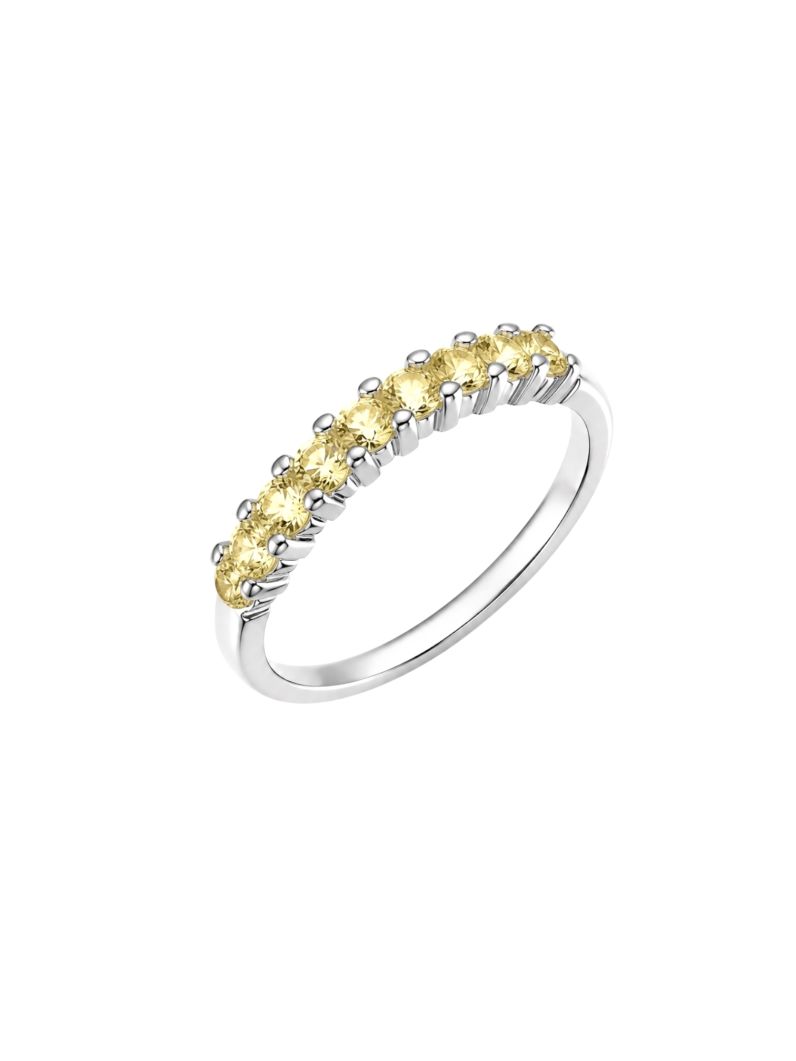 Anel Aparador Virginia Zircônia Folheado a Ouro 18k, Prata 925 e Diamante- Citrino