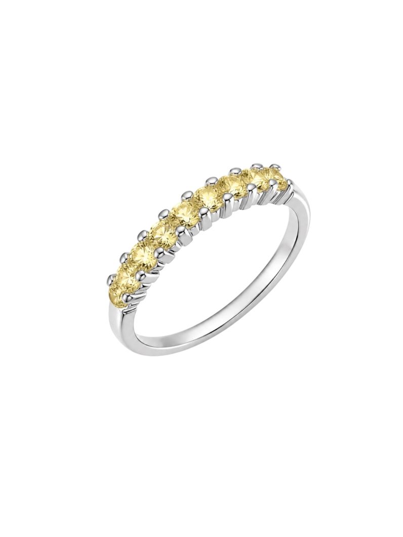 Anel Aparador Virginia Zircônia Folheado a Ouro 18k, Prata 925 e Diamante- Citrino