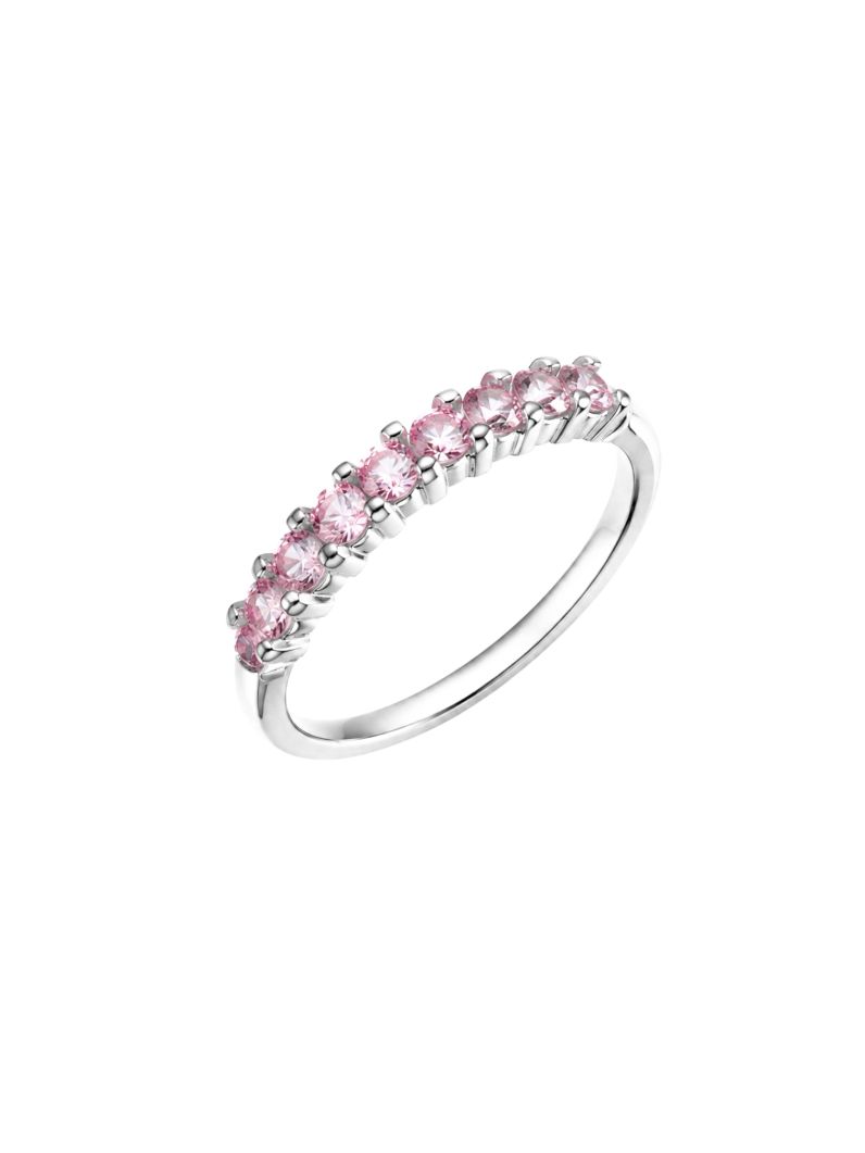 Anel Aparador Virginia Zircônia Folheado a Ouro 18k, Prata 925 e Diamante - Rosa