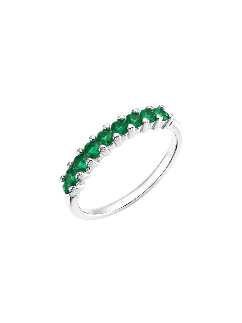 Anel Aparador Virginia Zircônia Folheado a Ouro 18k, Prata 925 e Diamante- Verde