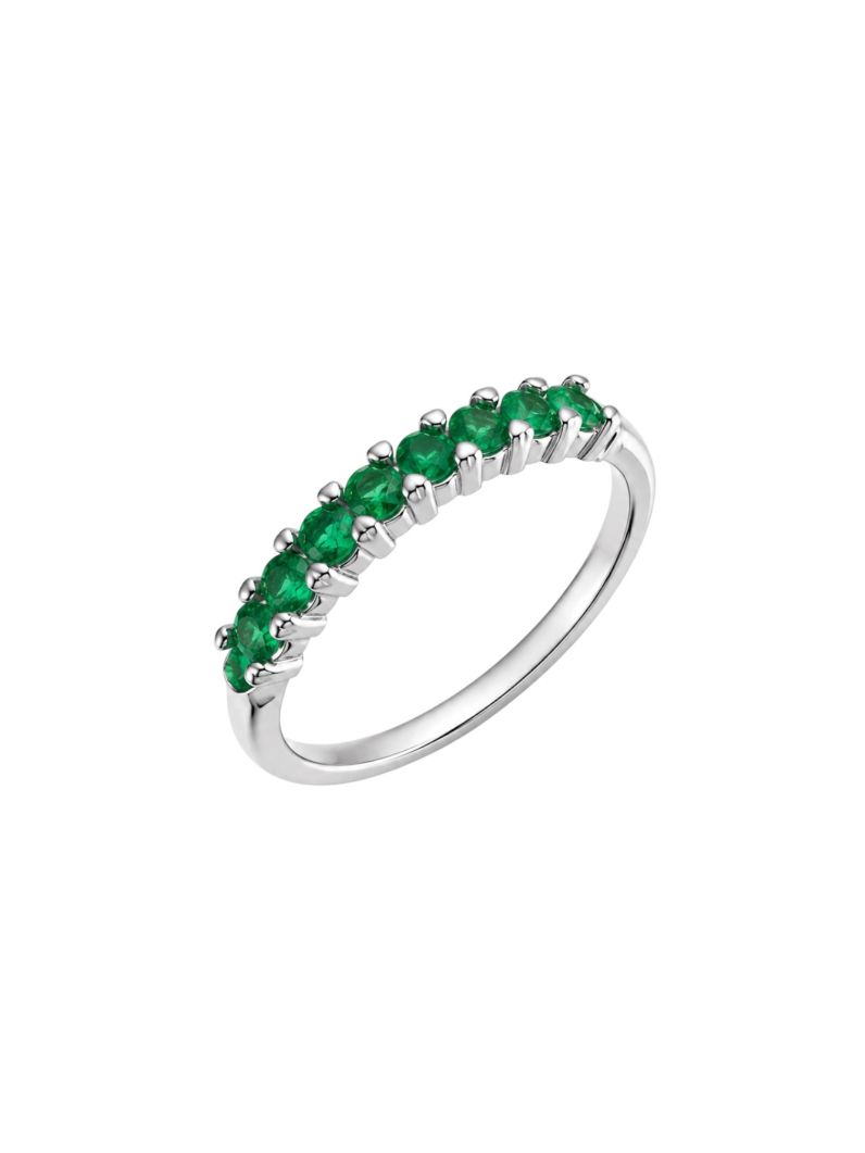 Anel Aparador Virginia Zircônia Folheado a Ouro 18k, Prata 925 e Diamante- Verde