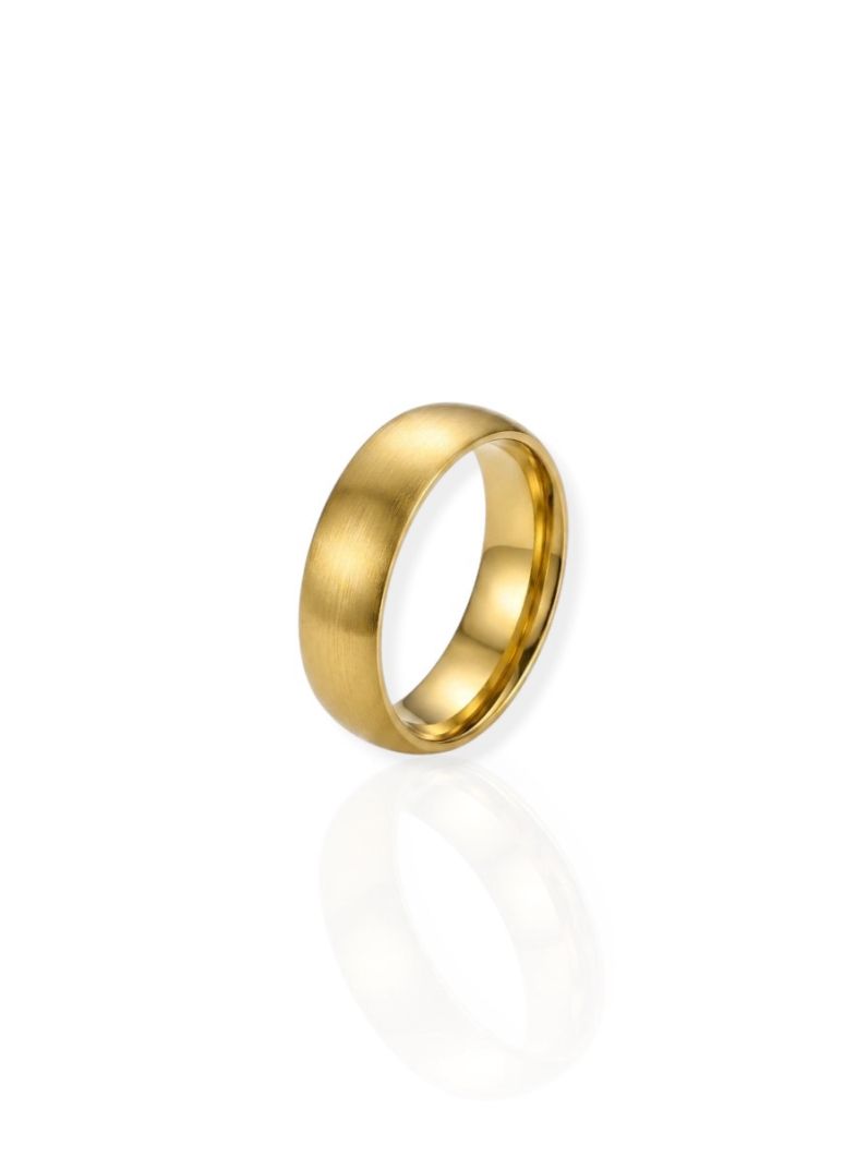 Anel de Aço Inoxidável Folheado a Ouro 18k Aliança Lisa