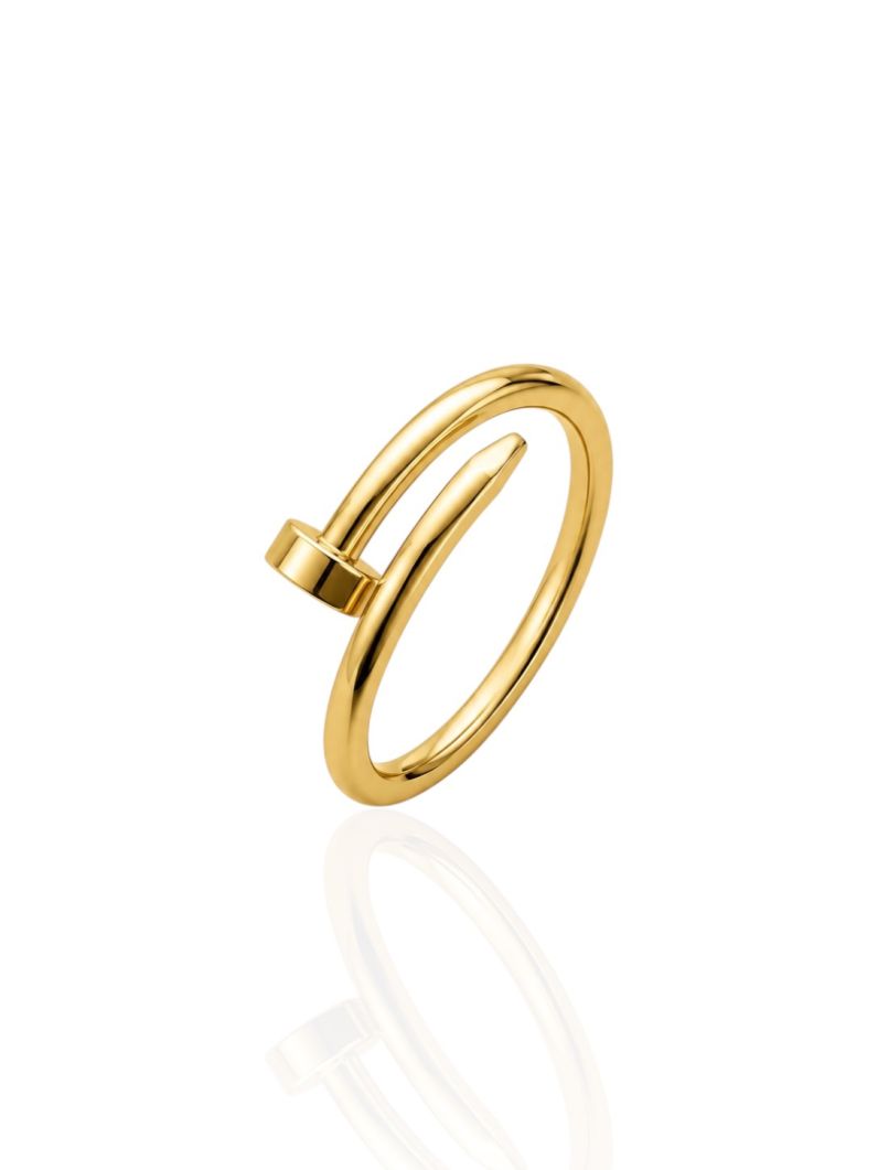 Anel de Aço Inoxidável Folheado a Ouro 18k Design Prego