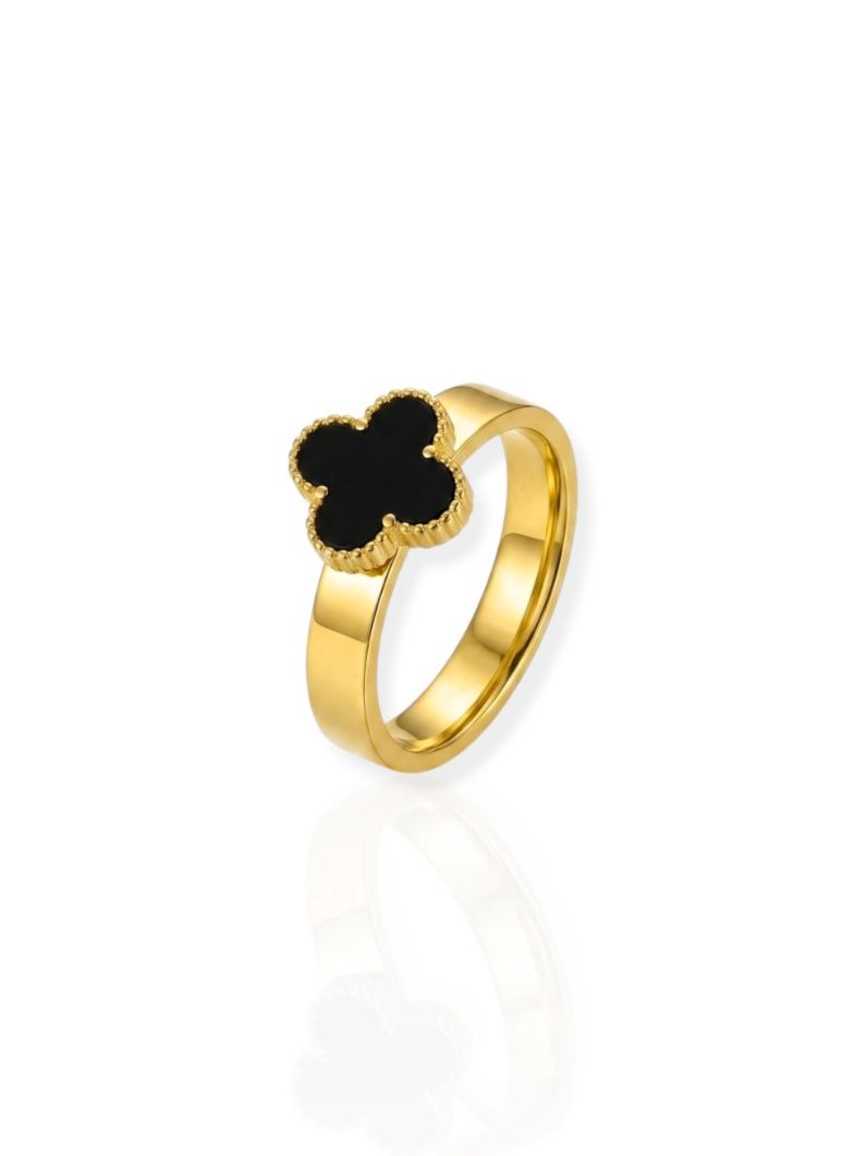 Anel de Aço Inoxidavel Folheado a Ouro 18K e Prata Design Inspiração Vg. Resinado