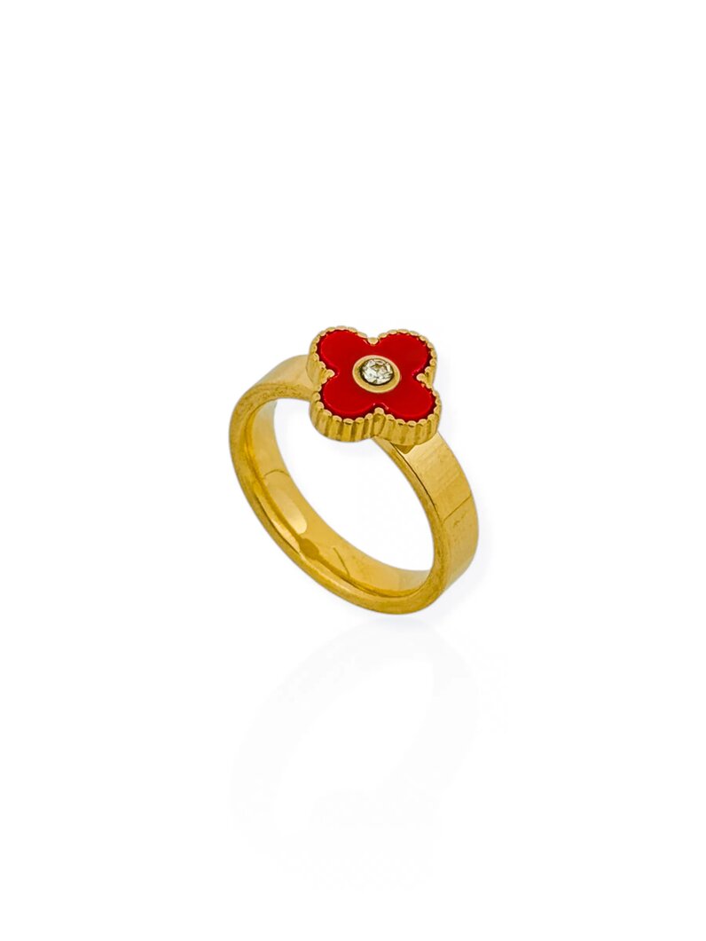 Anel de Aço Inoxidavel Folheado a Ouro 18K e Prata Inspiração Vg. Resinado e Ponto de Luz