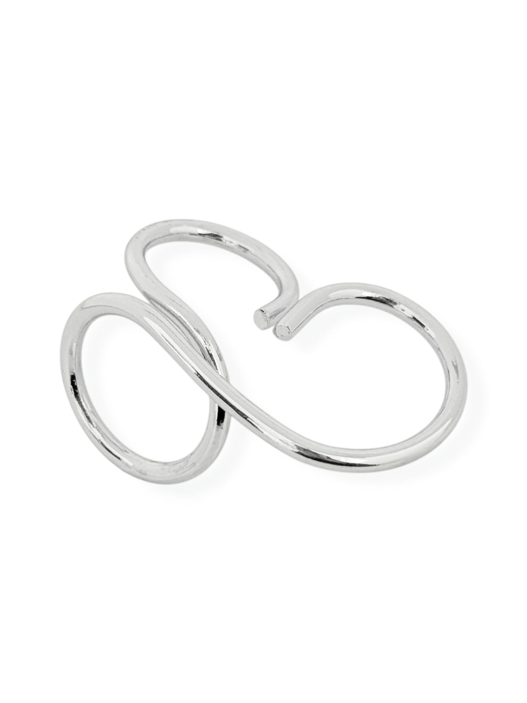 Anel Dois Dedos Folheado a Ouro 18k e Prata Fio Ondulado