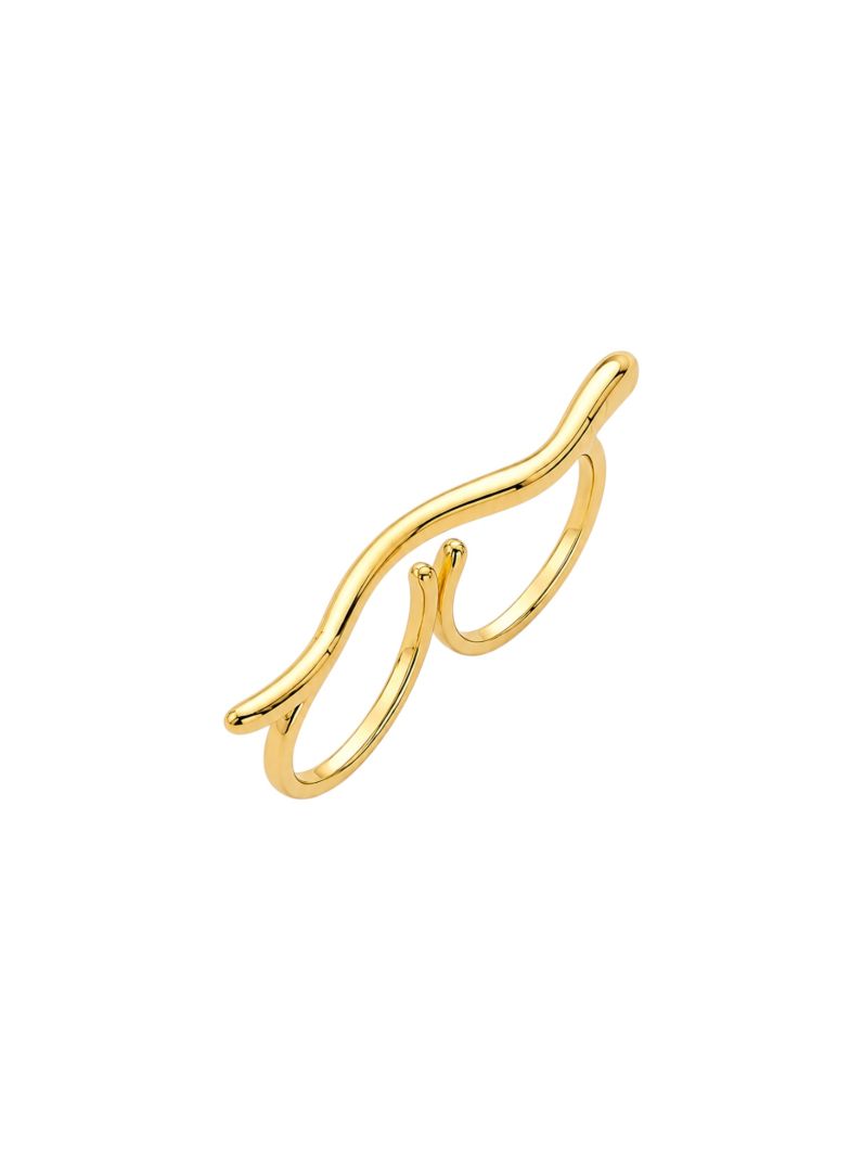 Anel Dois Dedos Folheado a Ouro 18k e Prata Orgânico