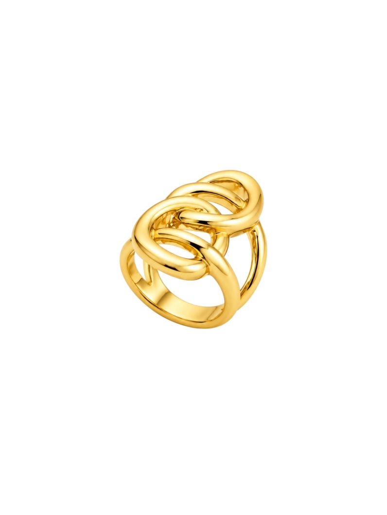 Anel Folheado a Ouro 18k e Prata Circulos Entrelaçados