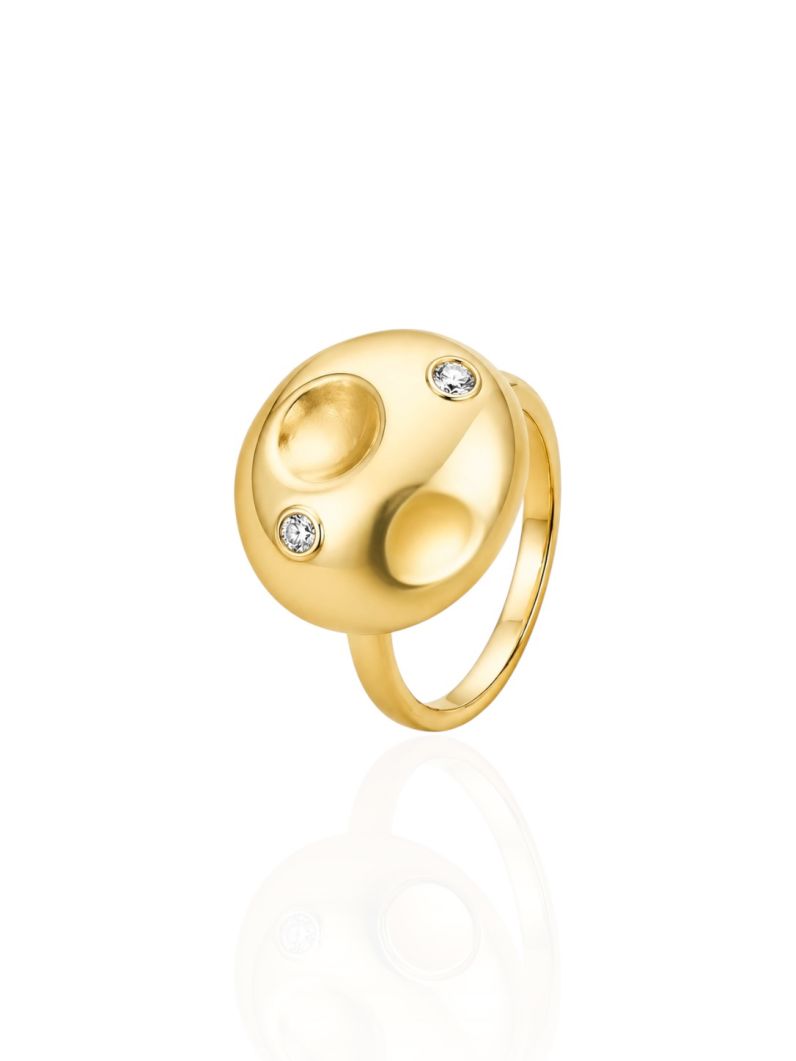 Anel Folheado a Ouro 18k e Prata Design Martelado
