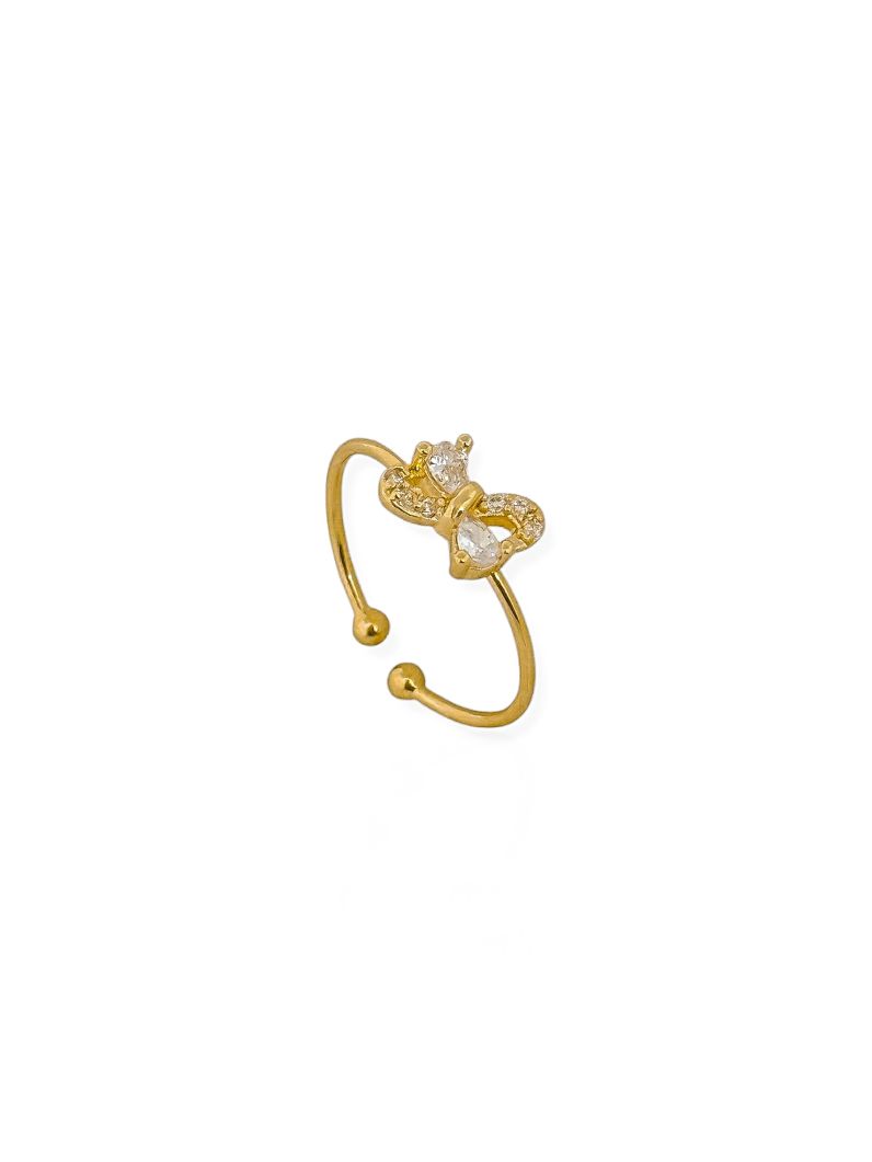 Anel Falange Folheado a Ouro 18k e Prata Laço Cravejado