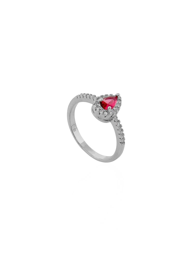 Anel Folheado a Ouro 18k Cristal de Zirconia em Gota