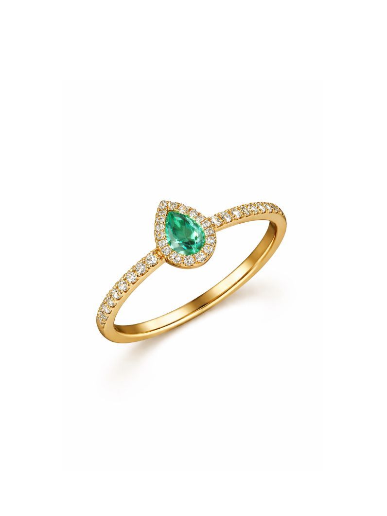 Anel Folheado a Ouro 18k Cristal de Zirconia em Gota