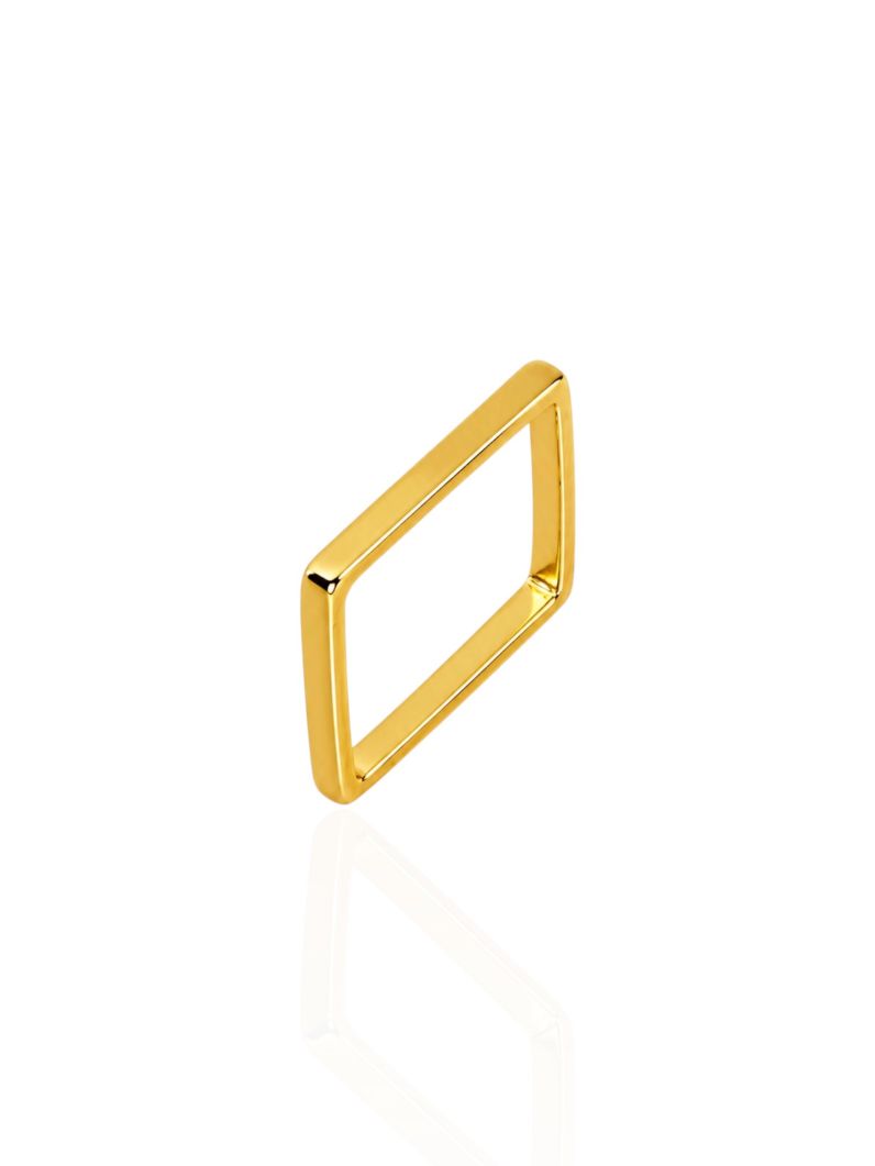 Anel Folheado a Ouro 18k Design Quadrado