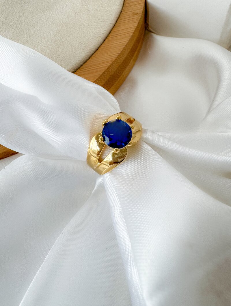 Anel Folheado a Ouro 18k Dois Fios com Zircônia