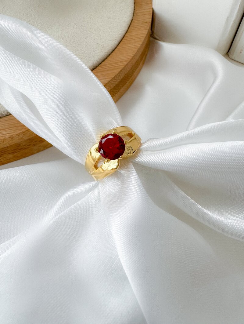 Anel Folheado a Ouro 18k Dois Fios com Zircônia