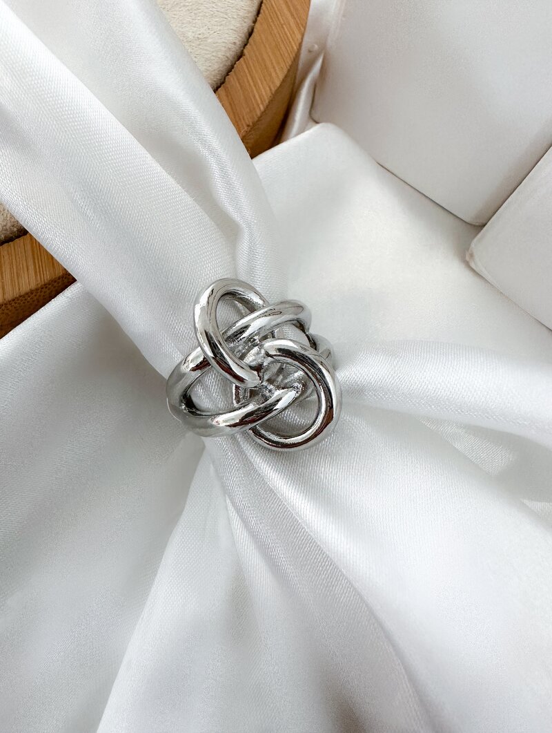 Anel Folheado a Ouro 18K e a Prata Elo Duplo