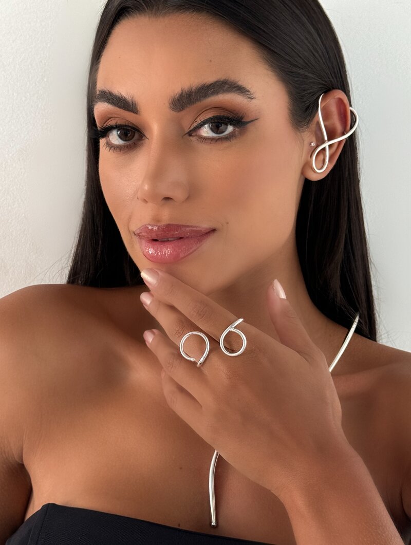 Anel Folheado a Ouro 18k e Prata 925 Aro Curve