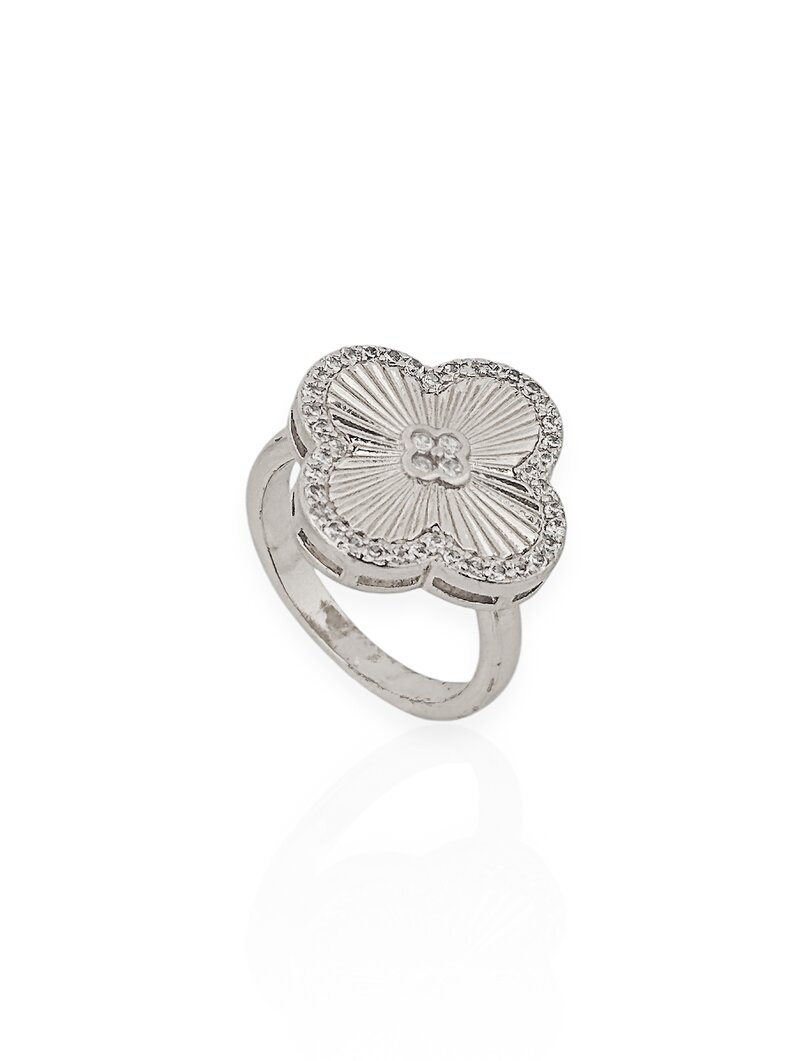 Anel Folheado a Ouro 18k e Prata 925 Inspiração Virginia com Zircônia