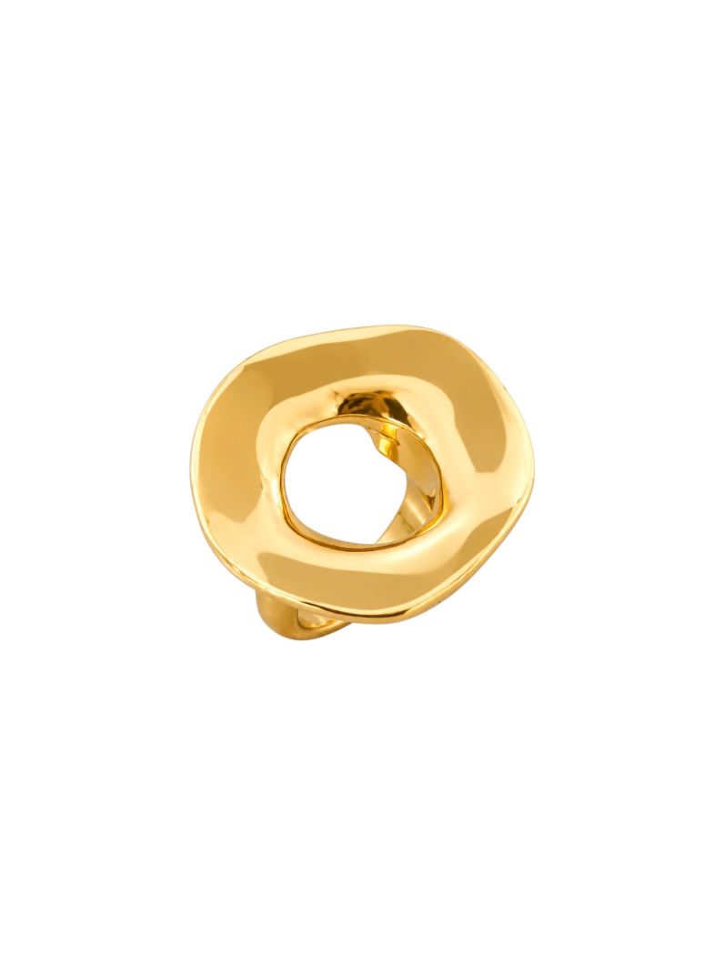 Anel Folheado a Ouro 18k e Prata Círculo Liso Vazado