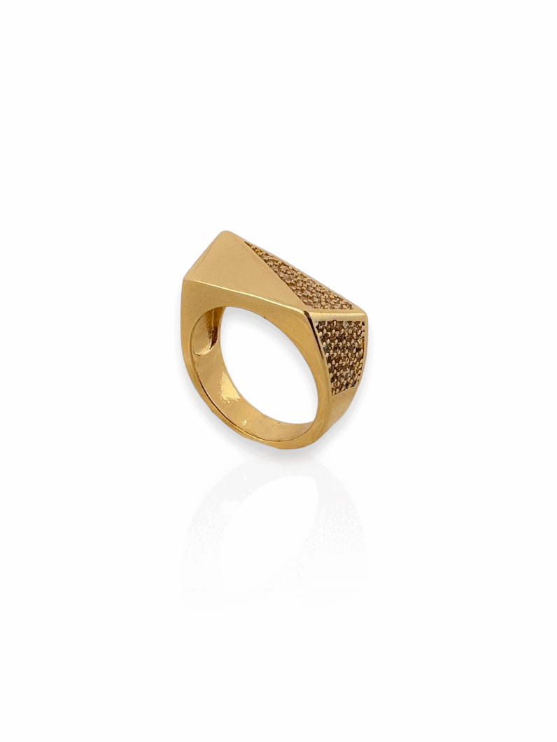 Anel Folheado a Ouro 18k e Prata Com Micro Zircônia