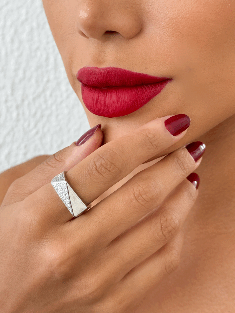 Anel Folheado a Ouro 18k e Prata Com Micro Zircônia