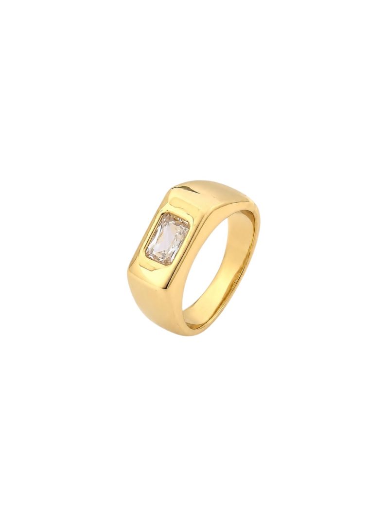 Anel Folheado a Ouro 18k e Prata Com Zirconia